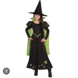 Wizard Of Oz Wicked Witch Elpphaba Black Green Witch Costume Hat - S 3-4 NWT